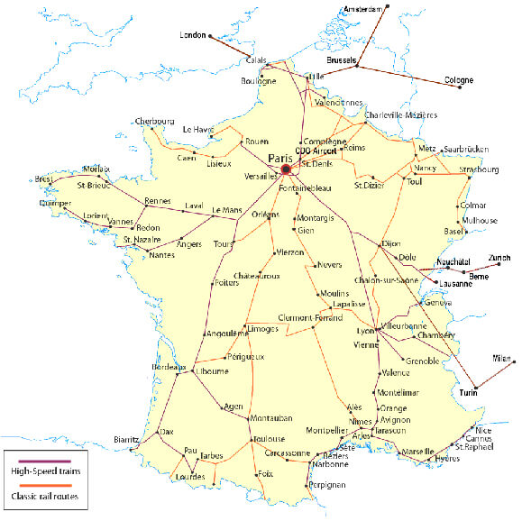 Mapa ferroviario de Francia
