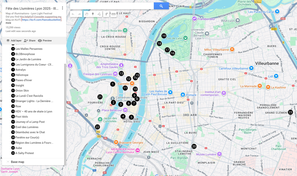 Lyon Festival of Lights 2025 Map